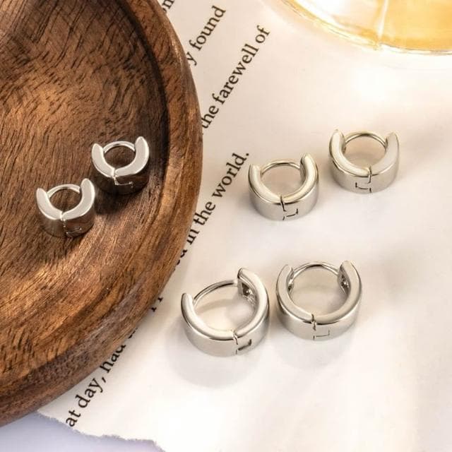 光面圈圈抗敏耳環 L40 多尺寸簡約S925易扣式銀針耳扣 | Sweet Air 日韓流行耳飾