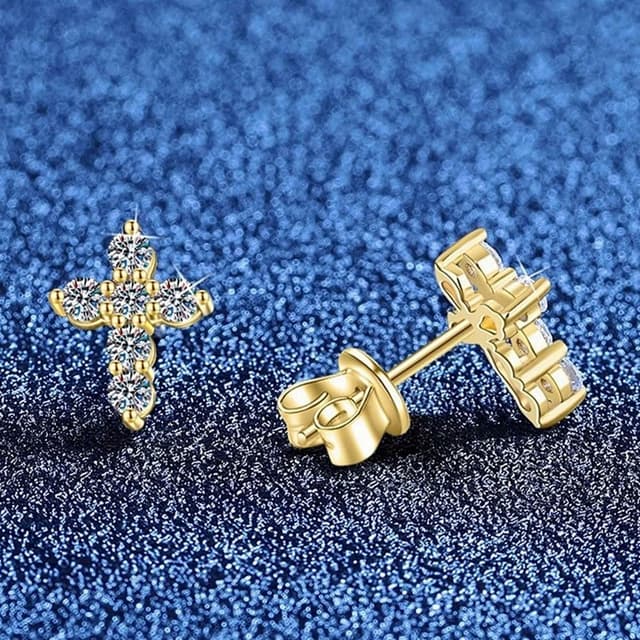 【巴黎精品】現貨+預購 頂級莫桑鑽石耳環925純銀耳環女耳針銀飾情人節禮物-36分十字架女飾品2色a1kv13