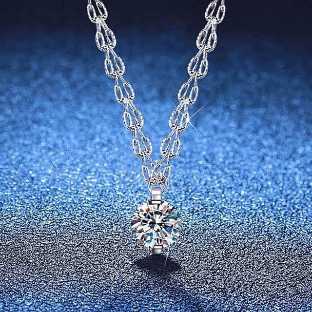 【巴黎精品】現貨+預購 頂級莫桑鑽石項鍊925純銀女項鍊項鏈鎖骨鏈情人節禮物-1克拉鳳尾單鑽女飾品a1kv21