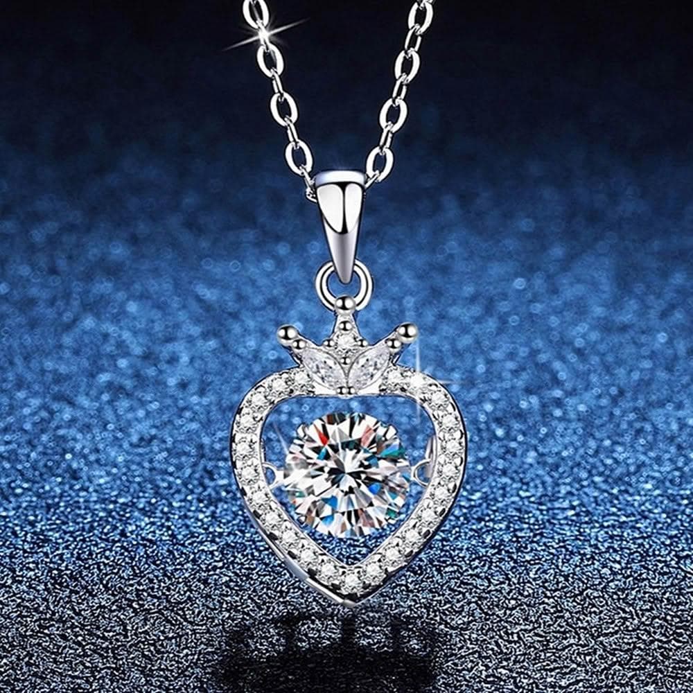 【巴黎精品】現貨+預購 頂級莫桑鑽石項鍊925純銀女項鍊項鏈鎖骨鏈情人節禮物-1克拉皇冠愛心女飾品a1kv24