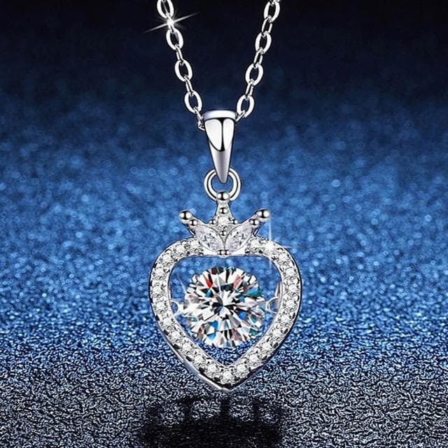 【巴黎精品】現貨+預購 頂級莫桑鑽石項鍊925純銀女項鍊項鏈鎖骨鏈情人節禮物-1克拉皇冠愛心女飾品a1kv24