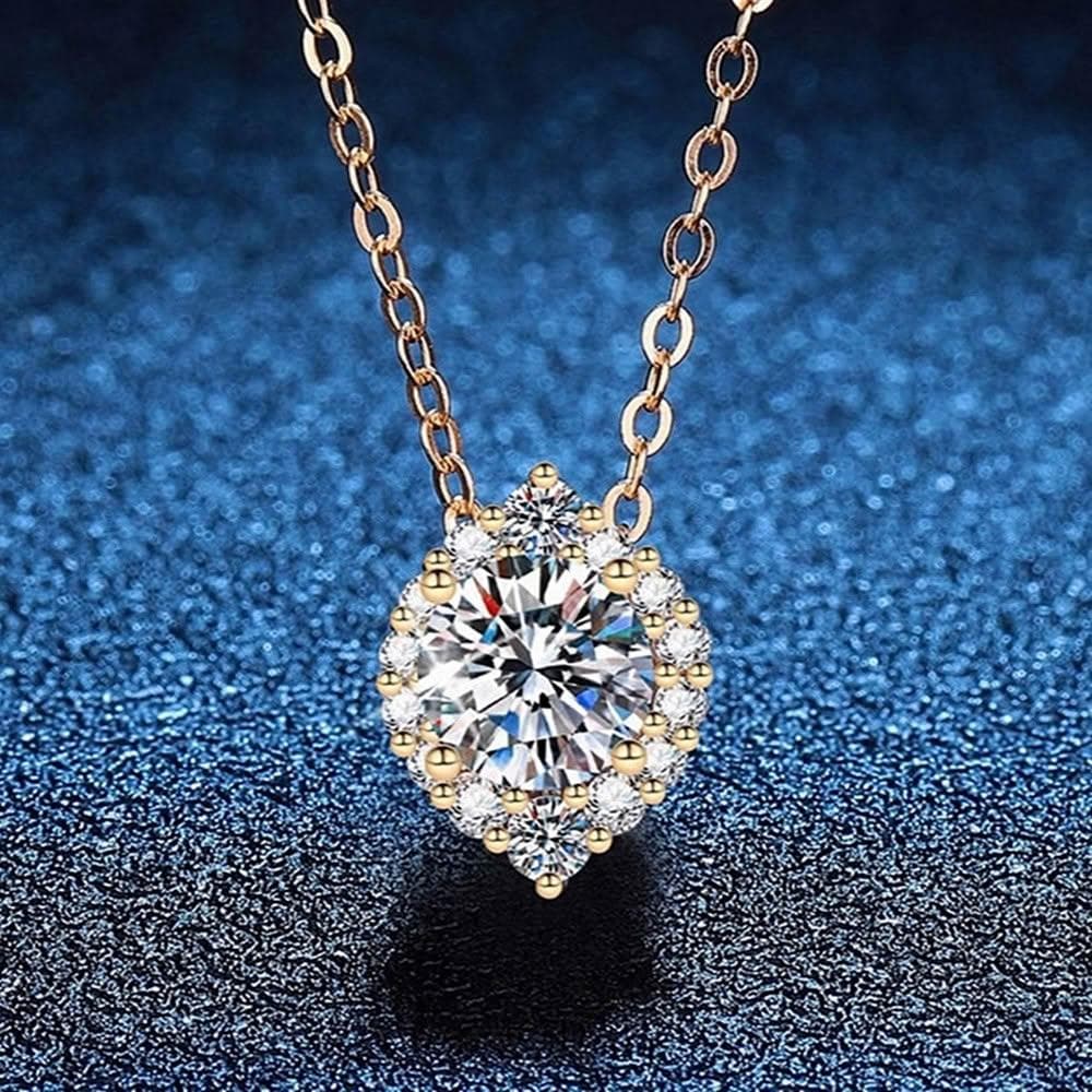 【巴黎精品】現貨+預購頂級莫桑鑽石項鍊925純銀女項鍊項鏈鎖骨鏈情人節禮物-1克拉原創橄欖球女飾品a1kv25