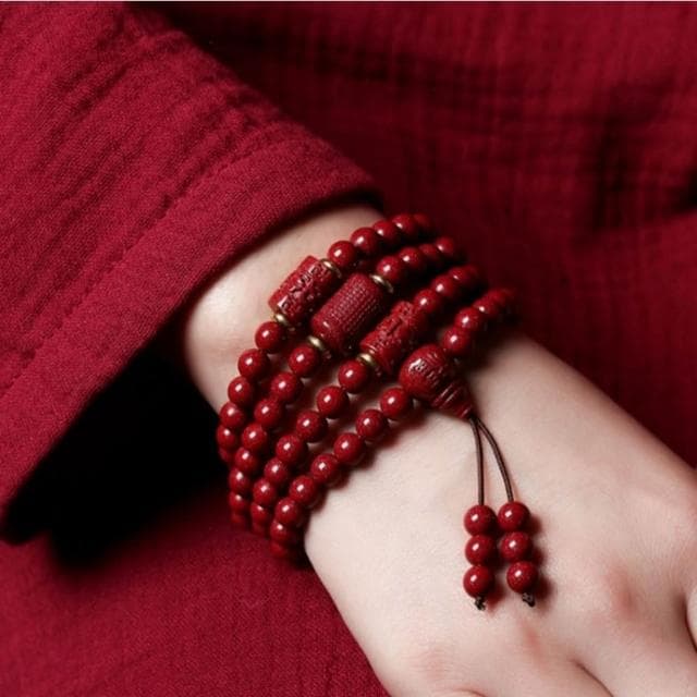 【巴黎精品】現貨+預購硃砂佛珠108顆念珠朱砂項鍊手鍊擋煞轉運除穢淨化招財開運-心經6mm男女手串a1jt111