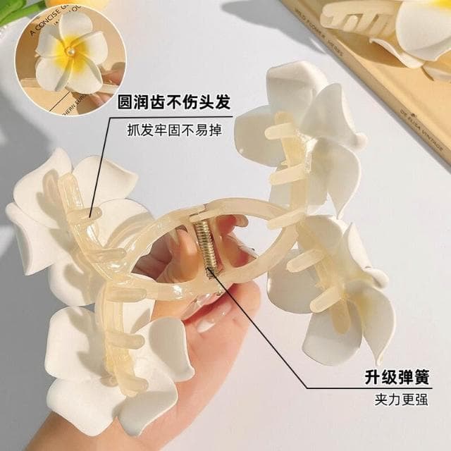鯊魚夾女髮夾2025新款海邊度假雞蛋花抓夾韓系大號盤發鲨魚夾劉海側邊夾子(情人節 聖誕節 生日 髮飾 頭飾 髮夾 禮物)
