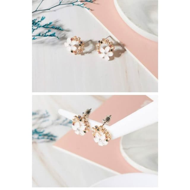 🌸 【柔光花圈耳環】清新登場｜少女感與優雅兼具