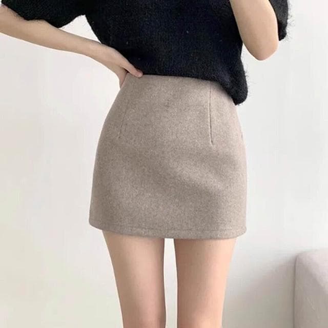 半身裙女短裙秋冬季杏色毛呢半身裙包臀裙女秋冬2025新款小個子百搭通勤短裙洋裝裙子包臀短裙女a字裙約會生日氣質包臀裙