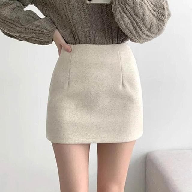 半身裙女短裙秋冬季杏色毛呢半身裙包臀裙女秋冬2025新款小個子百搭通勤短裙洋裝裙子包臀短裙女a字裙約會生日氣質包臀裙