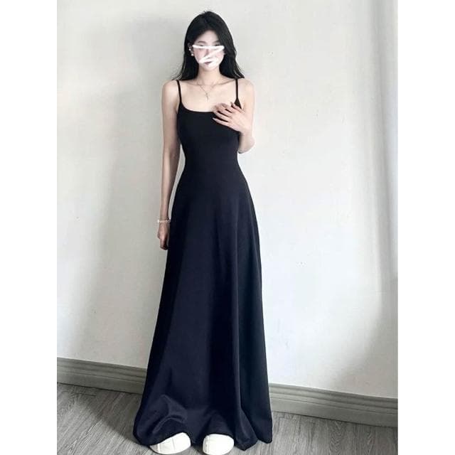 連衣裙女吊帶裙長裙女法式黑色吊帶連衣裙子女2025夏季新款小個子海邊度假氣質顯瘦長裙洋裝裙子約會生日高級感氣質長裙女