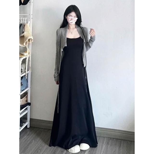 連衣裙女吊帶裙長裙女法式黑色吊帶連衣裙子女2025夏季新款小個子海邊度假氣質顯瘦長裙洋裝裙子約會生日高級感氣質長裙女