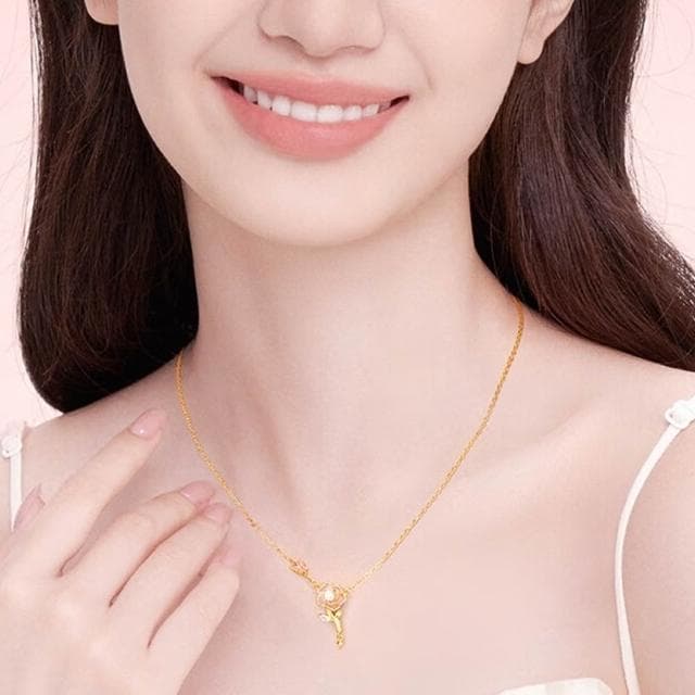 【EMMA SUE】鋯石項鍊 吊墜項鍊 情人節禮物 純銀項鍊 玫瑰項鍊 女生項鍊 