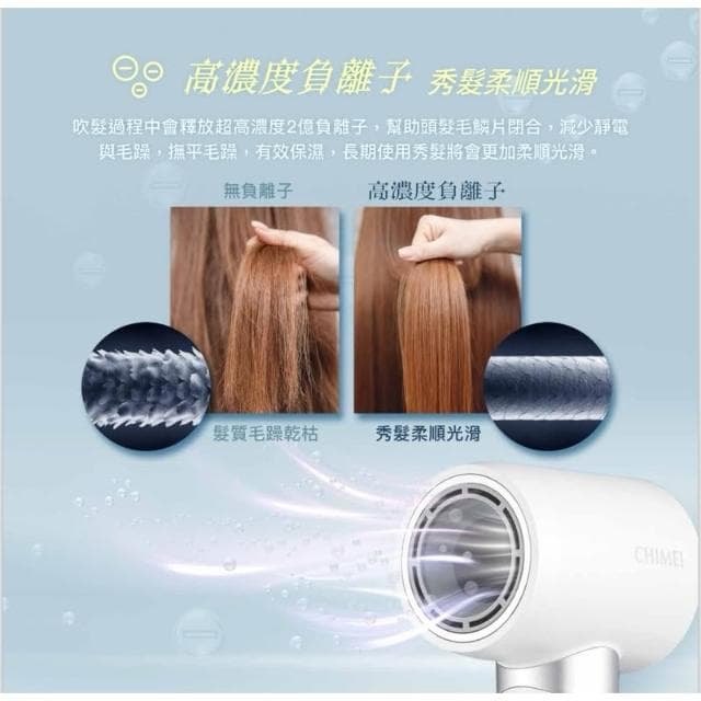 【CHIMEI 奇美】高轉速負離子吹風機1300W吹風機 HD-15HCN0大風量快乾架 恆溫