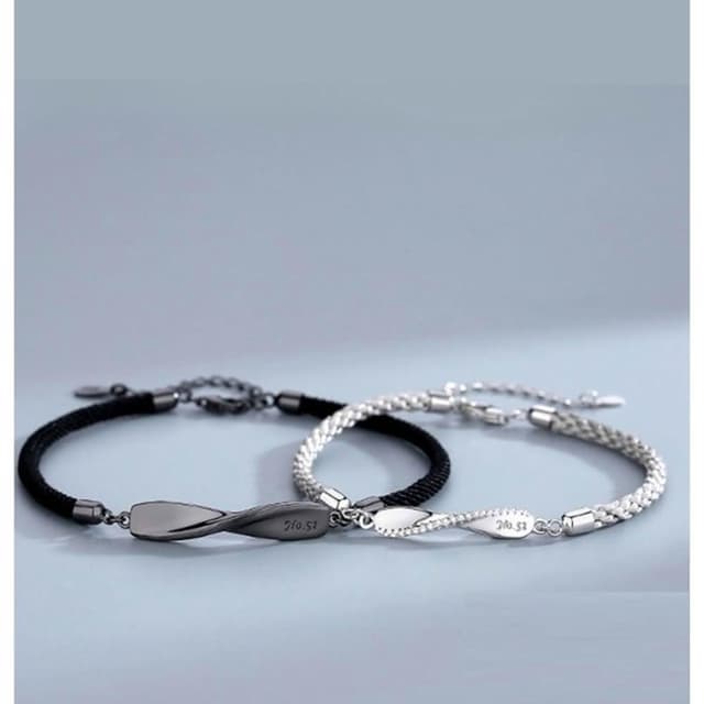 【Porabella】925純銀 莫比烏斯環情侶手鍊 男女一對小眾設計編織手繩情人節禮物 Bracelets(一對販售)