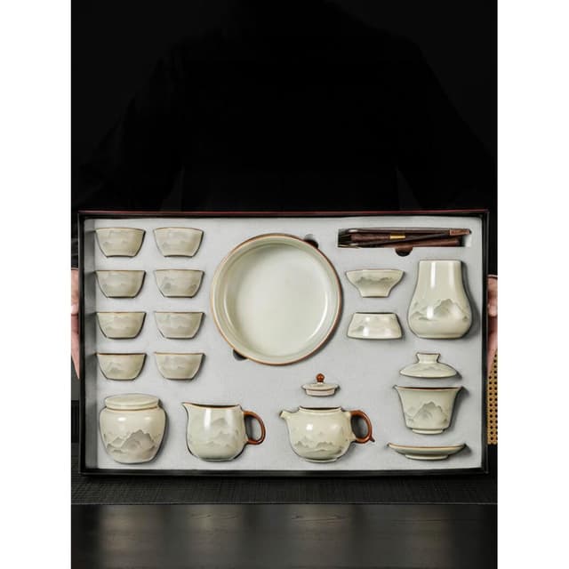 2025新款汝窯茶具套裝一整套家用禮盒裝輕奢高檔泡茶壺送爸爸長輩