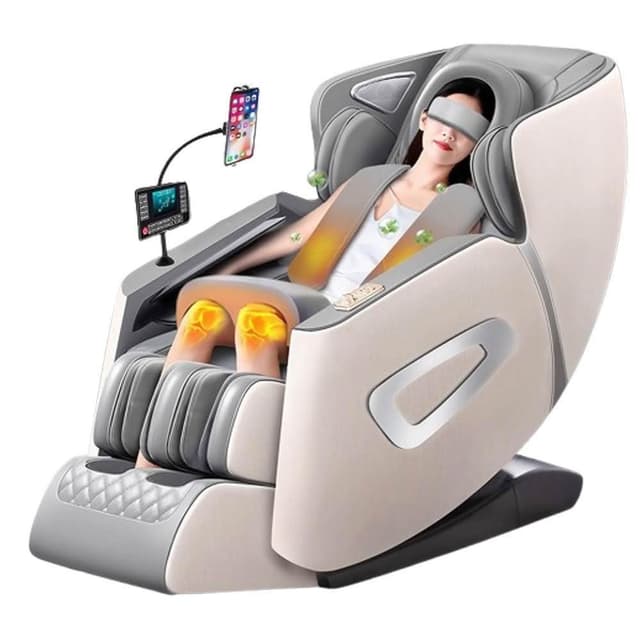 【宅造印象】豪華熱敷護膝按摩椅 岫玉按摩頭+AI智能語音+全身氣囊+旋鈕控制 家用揉捏長輩按摩沙發