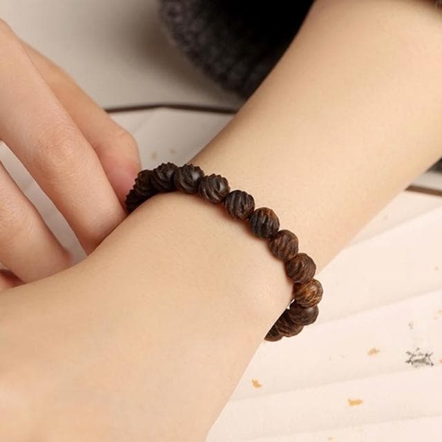 【MoonDy】綠奇楠沉香手鍊 單圈佛珠手串 8mm沉香串珠飾品 沉香手飾 復古文玩 