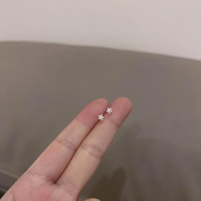 S925銀針超閃愛心五角星鑽石5對套組(S925、銀針、鑽石、套組、耳針、耳釘)