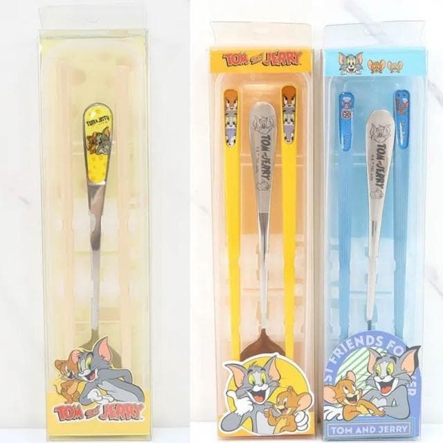 【華納兄弟影業】湯姆貓 傑利鼠 Tom & Jerry 筷子餐具組 PP盒裝 不鏽鋼湯匙 筷子 環保餐具 餐具 筷子 湯匙