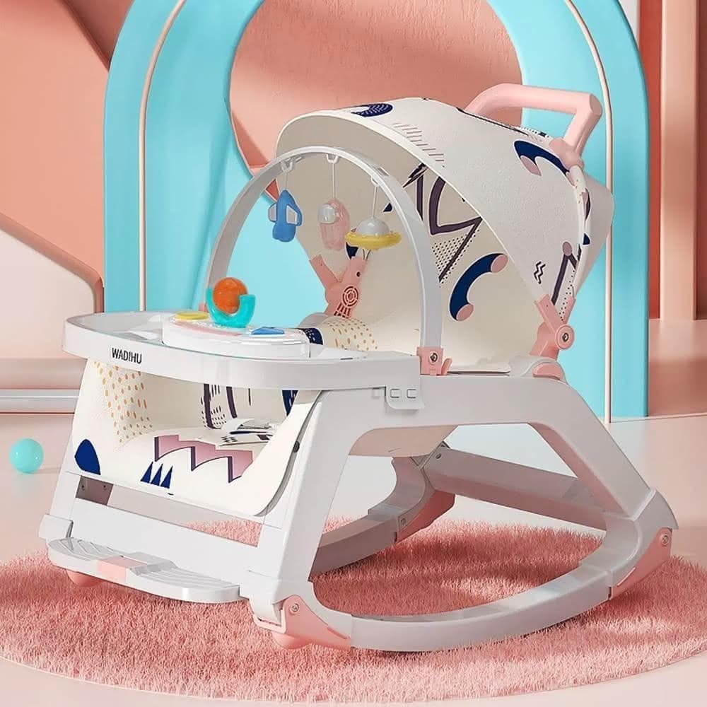 【LEMU 樂牧】嬰兒安撫椅 五合一多功能（搖搖椅/搖搖床/幼兒餐椅/搖籃躺椅/哄娃神器/彌月禮物)
