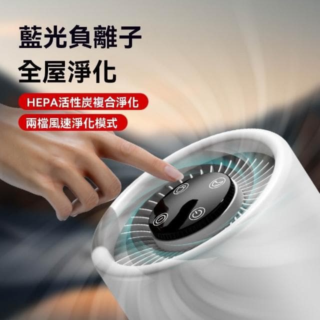 高效抗菌空氣清淨機 負離子淨化器 可加香薰除煙祛味味除甲醛（10坪內適用/藍光負離子淨化）