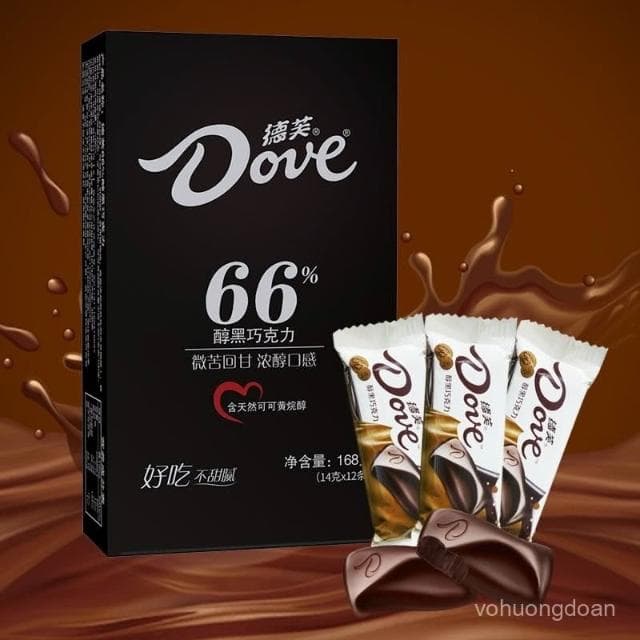 心心相印 德芙醇黑66%可可黑巧克力12條盒裝婚慶喜糖休閒零食品小喫批髮