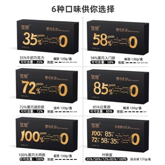 心心相印 黑巧克力純可可脂俄羅斯風味健身休閒代餐零食