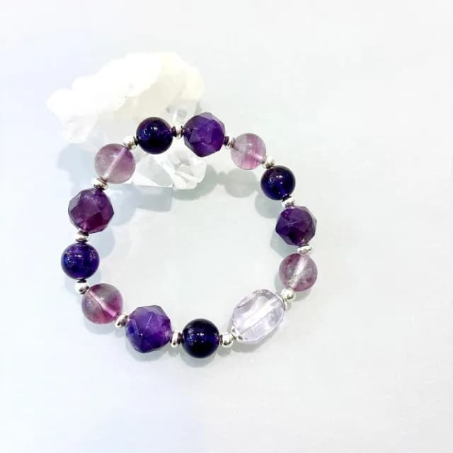 【Ops】手工飾品設計-紫水晶/ 純銀/ 禮物/ 手鍊/ 紫螢石/ 夢幻/ 925純銀/手鍊