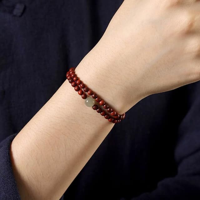 【KEDDY】圓珠雙圈手串-檀香木手飾-和田玉手鍊-小葉紫檀-天然佛珠-飾品-配飾