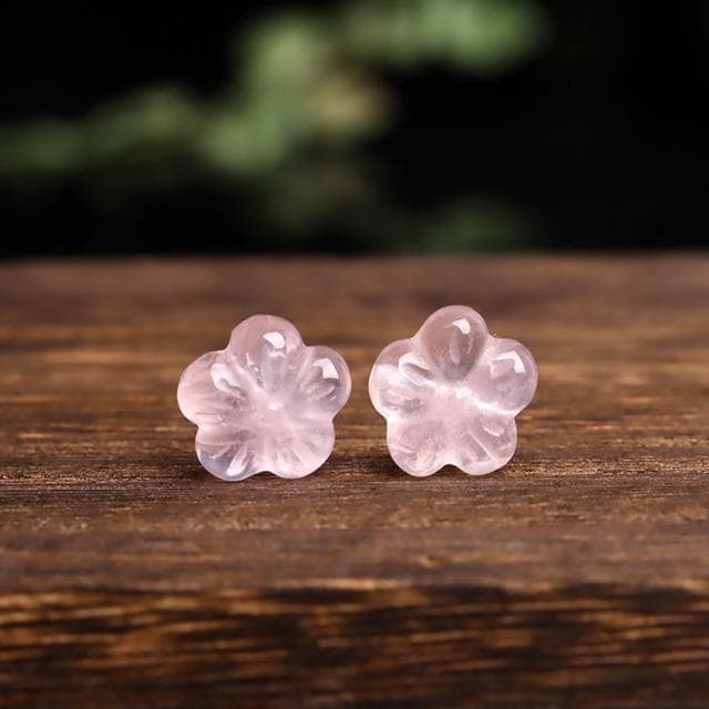 【LEEHER】DIY飾品/天然水晶/粉晶五瓣花配件/項鍊/耳飾/手飾配件/手工串珠/配飾/