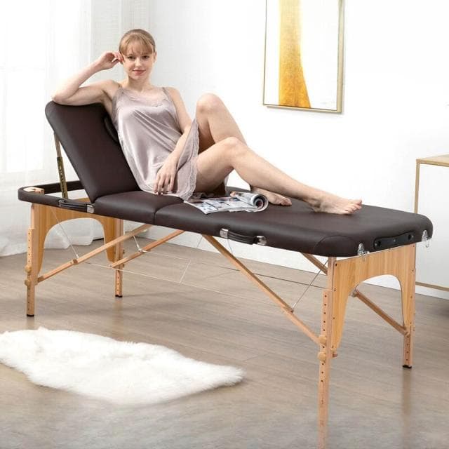 新品手提折疊美容按摩床美體推拿針灸紋身床家用便攜式榉木養生床