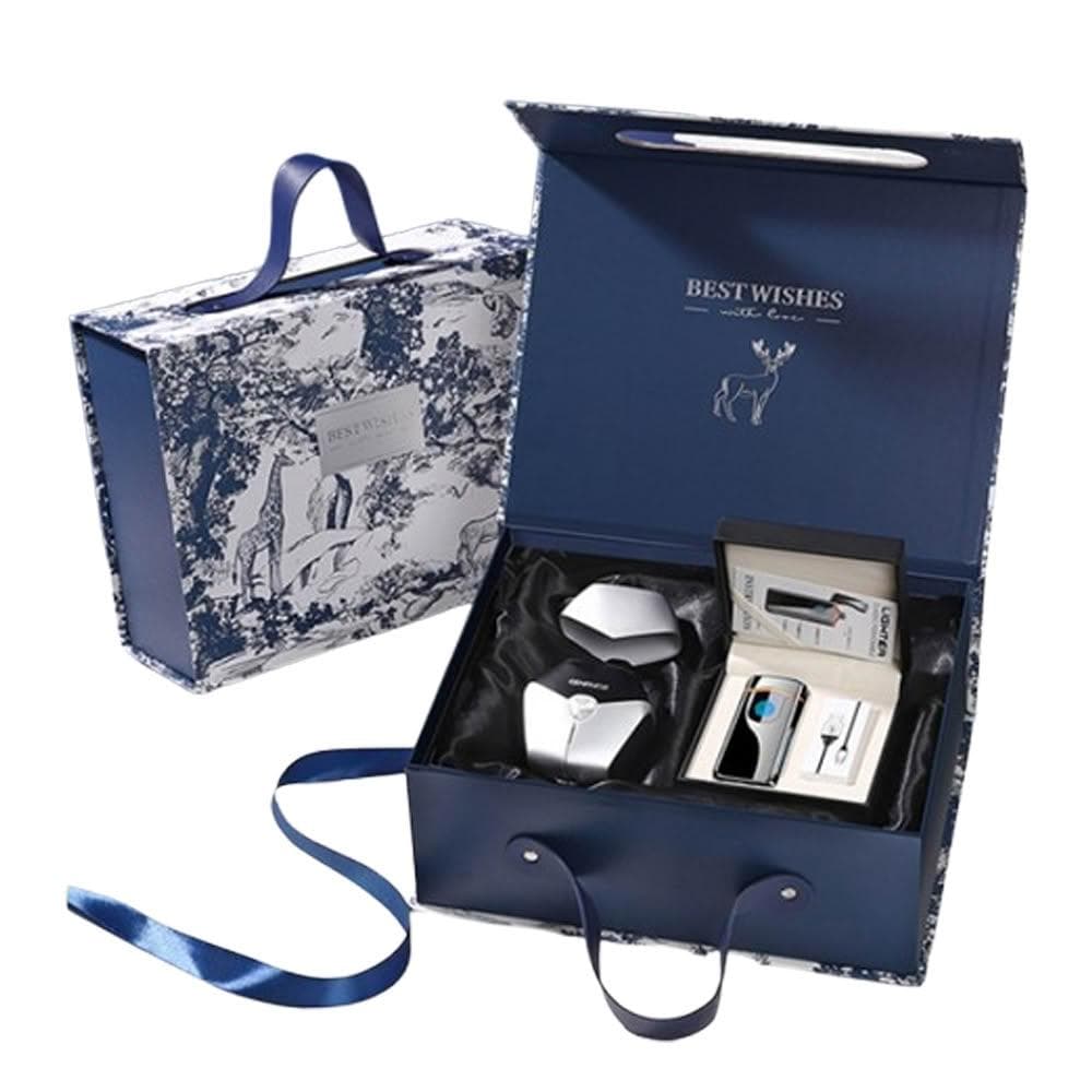 【宅造印象】父親節推薦 智能電動刮鬍刀禮盒組 皮帶/打火機 送爸爸老公實用禮物