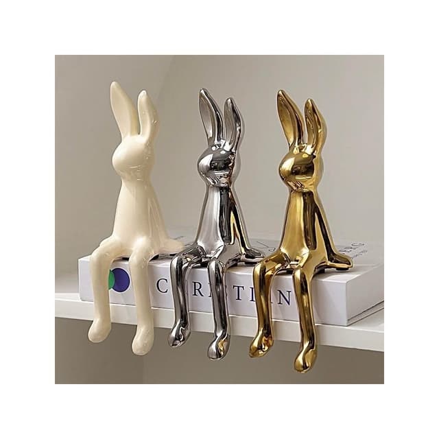台灣2現貨💖玄關擺件 電鍍擺飾 陶瓷兔子擺件 家居裝飾 高級感 喬遷禮物 送禮 酒櫃擺件 氛圍裝飾 30C