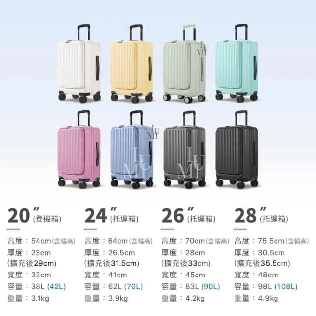 【Lumi Travel】前開行李箱 前開式行李箱 側開行李箱 側開式行李箱 上掀行李箱 上掀式行李 登機箱 廉航登機箱 拉鏈行李箱 28吋行李箱