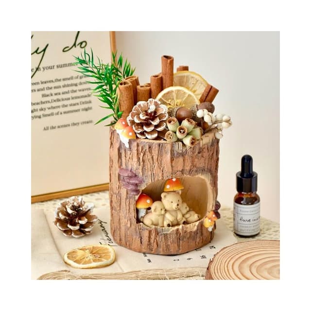 小熊森林肉桂擴香木晶石乾燥花無火香薰臥室擺飾送男女生日禮物女生