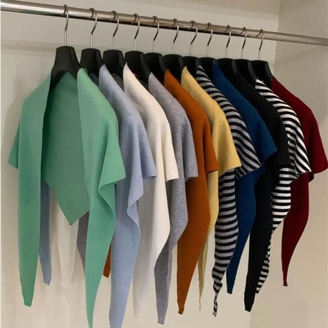 【FEE BABY】【Fee現貨11色新品】不規則三角素色條紋針織披肩圍巾🔥披肩 針織外套 連帽外套 針織 圍巾 斗篷 韓系女裝 針織