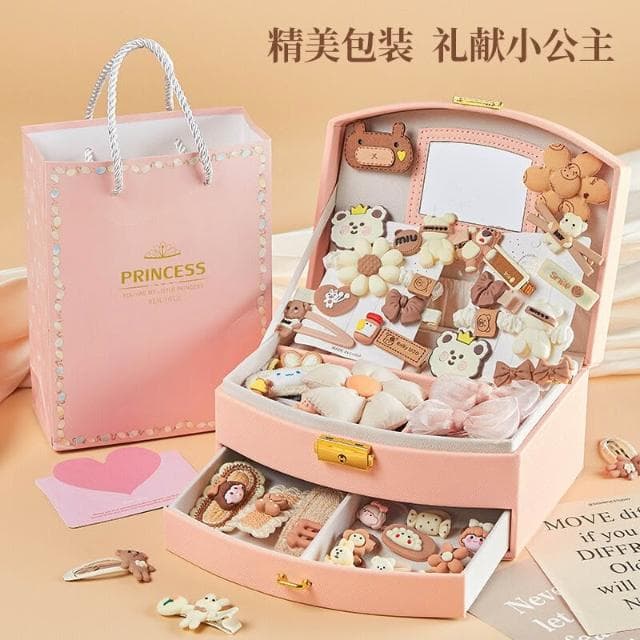 含發票 生日禮物女童首飾收納盒女孩兒童公主首飾盒發飾發夾飾品收納盒