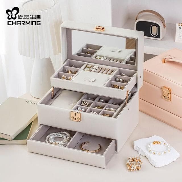 直首飾收納盒手提輕奢抽屜大容量多層戒指耳飾項鏈飾品盒子 f6cf1ee4
