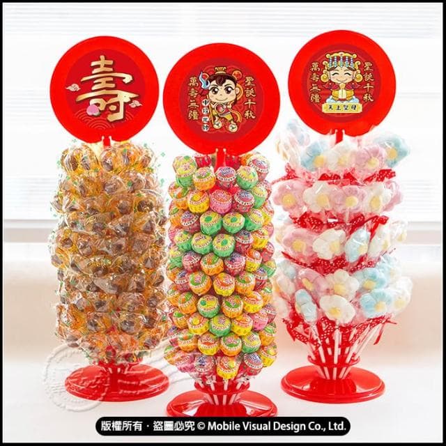g4004 棒棒糖塔 三太子 媽祖 關公 福德正神 中壇元帥 神明聖誕生日糖果架 供桌佈置