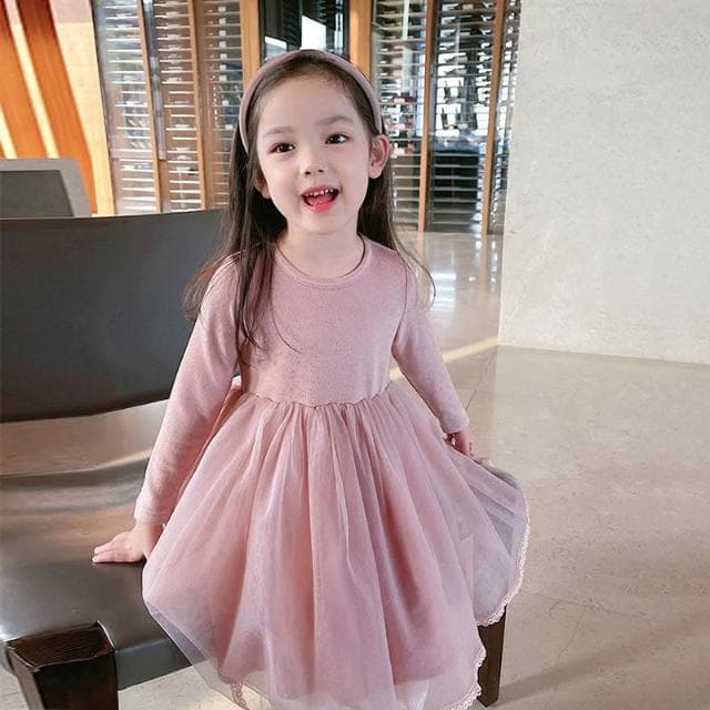 【Arbea】女童小香風洋裝秋冬新款洋氣時髦兒童裙女生日公主裙冬裝【C1261】