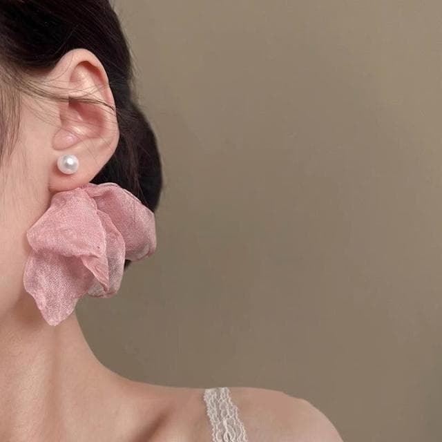 耳環仙氣粉色白色花朵耳環女高級感誇張度假耳配飾輕盈精緻輕奢韓國不過敏看不膩超閃耳環耳飾飾品配禮服百搭禮物仙氣羅馬假日精致