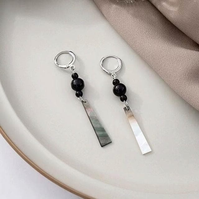  耳環天然黑蝶貝/五彩斑斓新中式長款流蘇耳環高級耳墜清冷水墨感古風輕盈精緻輕奢高級不過敏看不膩超閃耳環耳飾飾品配禮服百搭