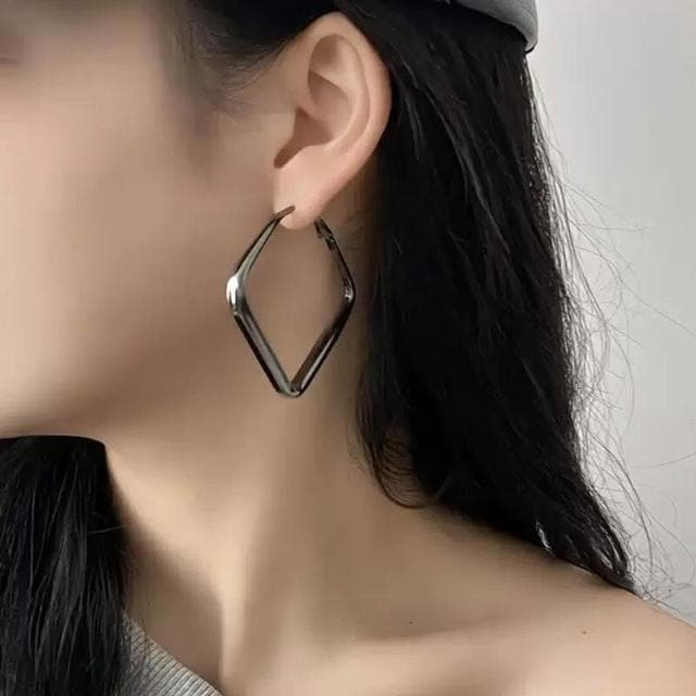 耳環輕奢高級感槍黑色方形大耳圈時尚誇張氣質耳環方圓臉顯瘦耳飾輕盈精緻輕奢高級韓國不過敏看不膩耳環耳飾飾品配禮服百搭禮物