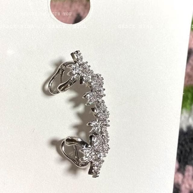 耳環滿鉆花朵耳夾女無耳洞新娘耳骨夾感秋冬耳環耳飾頭飾耳掛輕盈精緻輕奢高級韓國不過敏看不膩超閃耳環耳飾飾品配禮服百搭禮物