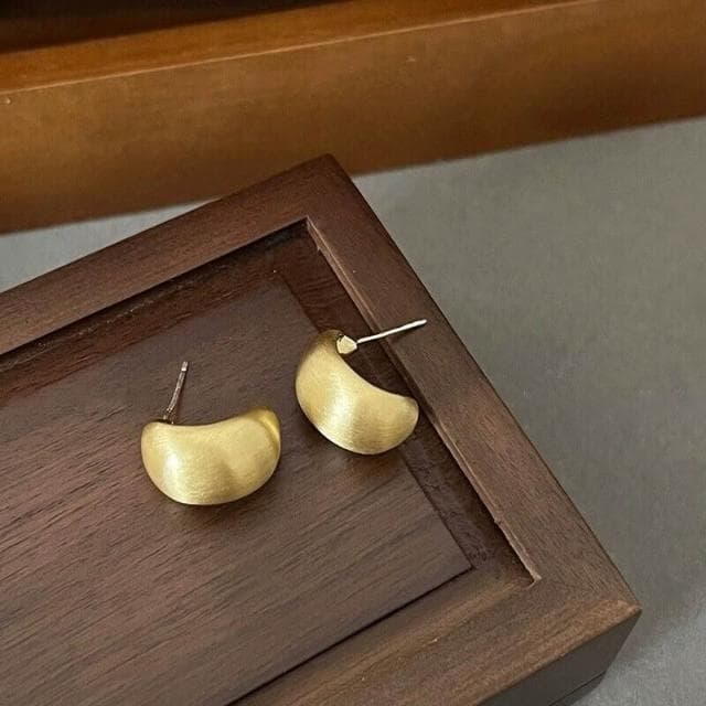 耳環金屬拉絲曲面橢圓耳釘小眾獨特耳環輕奢大氣高級感氣質耳飾輕盈精緻輕奢高級韓國不過敏看不膩超閃耳環耳飾飾品配禮服百搭禮物