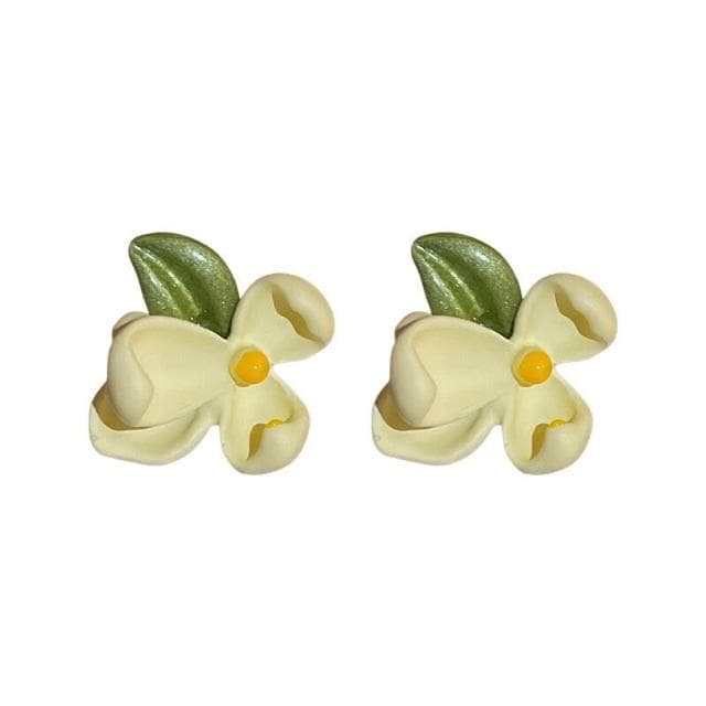  耳環銀針花朵葉子耳環韓國小清新氣質甜美耳釘個性可愛風網紅耳飾輕盈精緻輕奢高級韓國不過敏看不膩超閃耳環耳飾飾品配禮服百搭