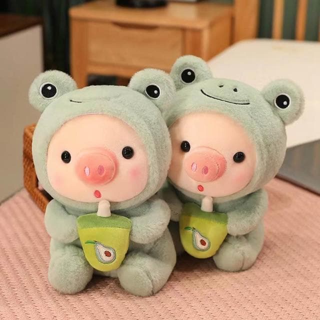 奶茶豬 可愛豬公仔 豬豬玩偶 豬娃娃 豬公仔 小娃娃 可愛娃娃 玩偶抱枕 生日禮物 7Q