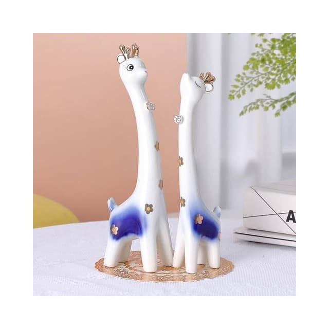 現代陶瓷長頸鹿擺件 創意情侶擺件 喬遷禮物 客廳電視酒櫃擺件 家居工藝裝飾品 裝飾品 玄關擺件 裝飾擺