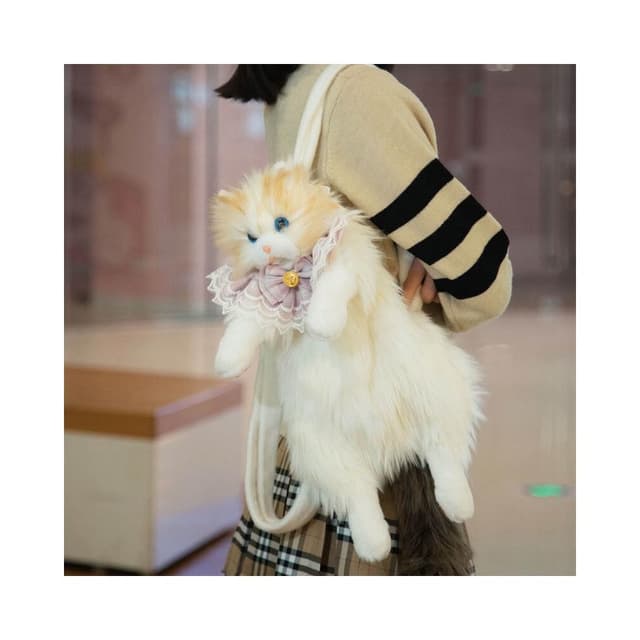 貓咪布偶雙肩包抖音同款仿真公仔書包可愛生日禮物玩偶貓咪背包百搭休閑旅行學院學生通勤商務後背包多隔層學生書包男女多口袋背包