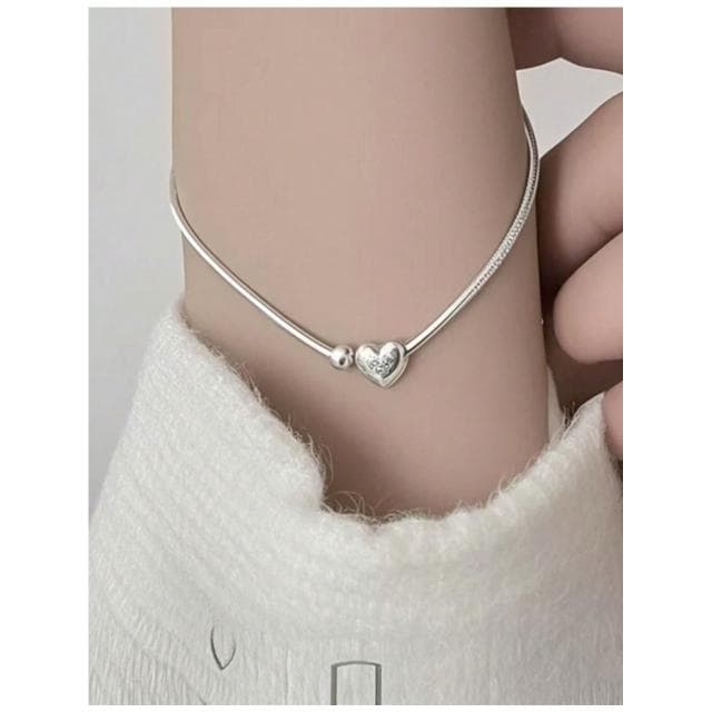 手鏈（三條裝）小眾心形手鏈簡約百搭愛心設計感圓珠蛇骨手飾女大方氣質日常通勤派對約會手鏈輕盈手鏈手環手串手飾簡約百搭高級感