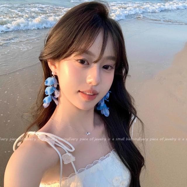 耳環法式度假花朵流蘇耳環女名媛精致獨特海邊耳飾度假風耳釘 不過敏看不膩超閃耳環耳飾飾品不褪色百搭禮物輕盈精緻輕奢高級韓國