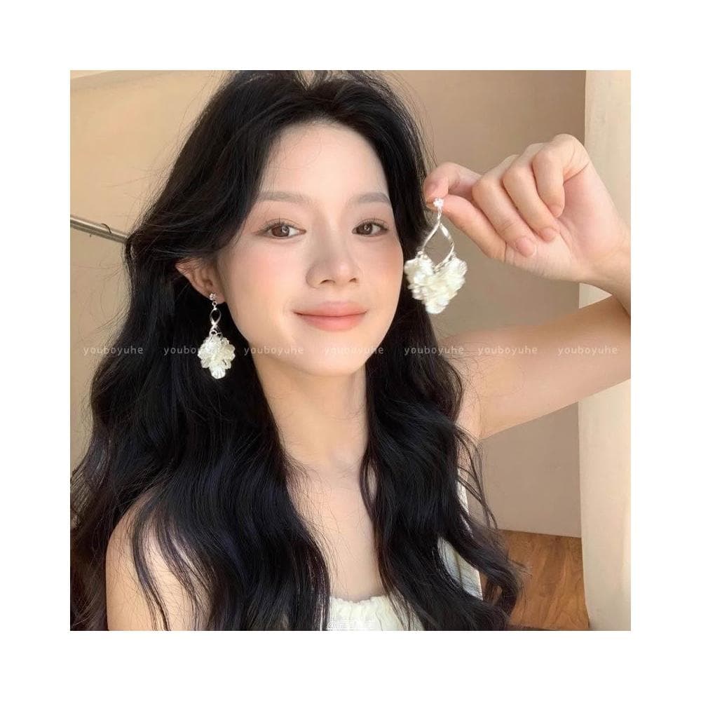 耳環法式貝殼花瓣流蘇耳環女款夏天輕奢小眾耳釘高級感無耳洞耳夾耳飾不過敏看不膩超閃耳環耳飾飾品百搭禮物輕盈精緻輕奢高級韓國